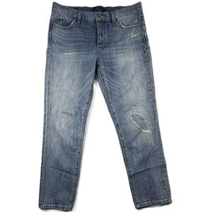 Lucky Brand Women Blue Distressed Button Fly Straight Leg‎ Jeans Size 28